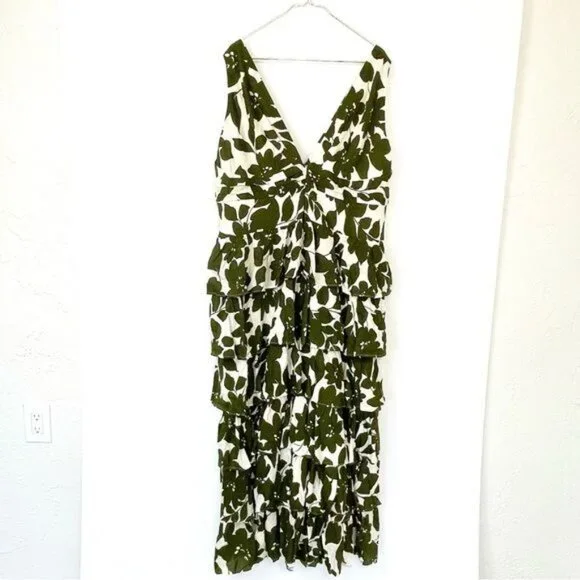 J. Crew Collection plunge-neck tiered dress in leafy floral Size 20 - Picture 6 of 11
